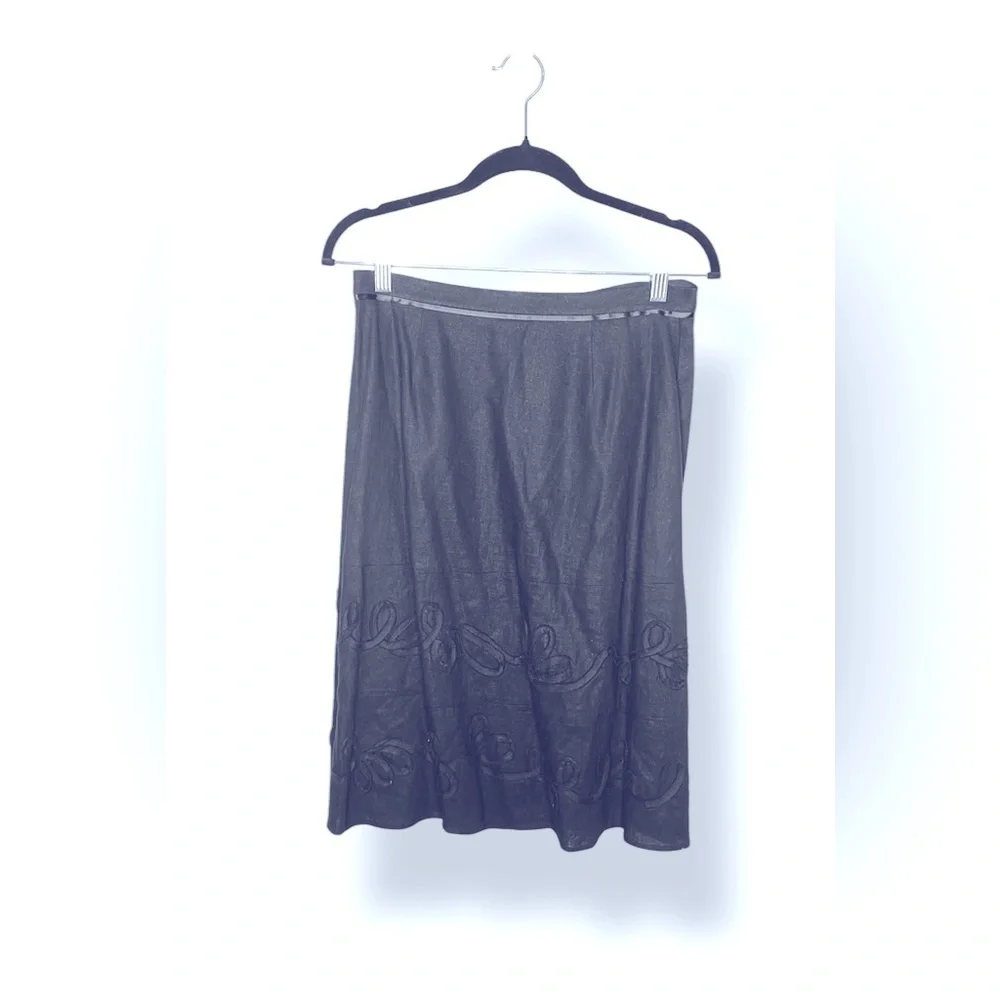 Emanuel Ungaro Linen Blend Embroidered Skirt Size 6 New No Tags - Picture 2 of 16
